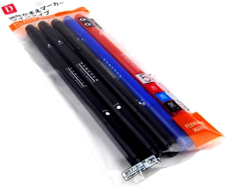 Daiso Oil-Based Double-Sided Marker – Dual Tip (Set Of 5 Pcs) Multicolor - Image 2
